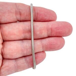 Estate Sterling Silver 925 3mm Snake Chain Charm Bracelet 7.5"